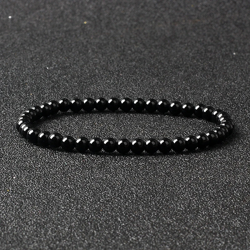 Bracelet Fin en Pierres Naturelles 4 ou 6 mm – 19 Pierres au Choix, Améthyste, Quartz Rose, Onyx…