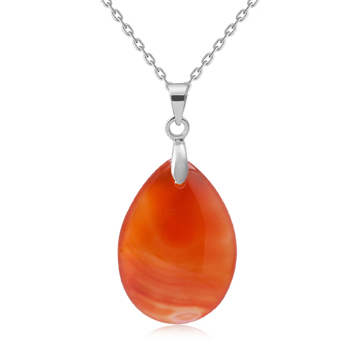 Collier Pendentif Goutte en Pierre Naturelle au Choix – Monture Dorée ou Argentée, avec Chaîne
