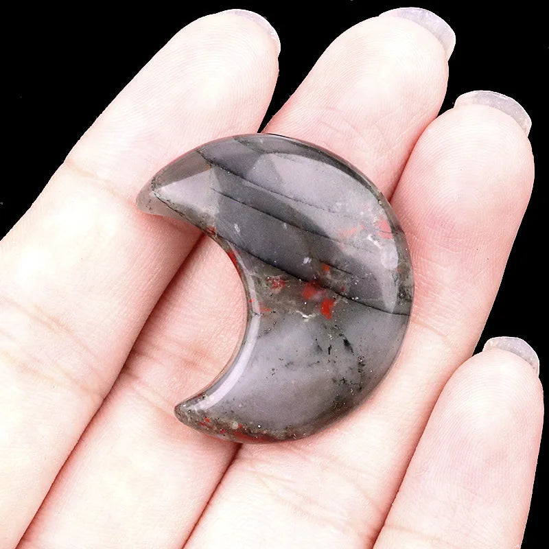 Croissant de Lune en Pierre Naturelle Sculptée 30 mm – Pierre de Poche, 22 Pierres au Choix