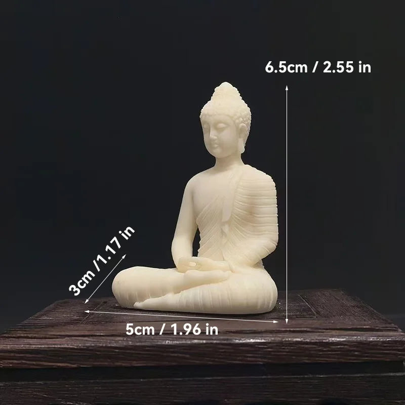 Statue Bouddha Shakyamuni en Méditation – Résine Blanche Façon Porcelaine, 6,5 cm