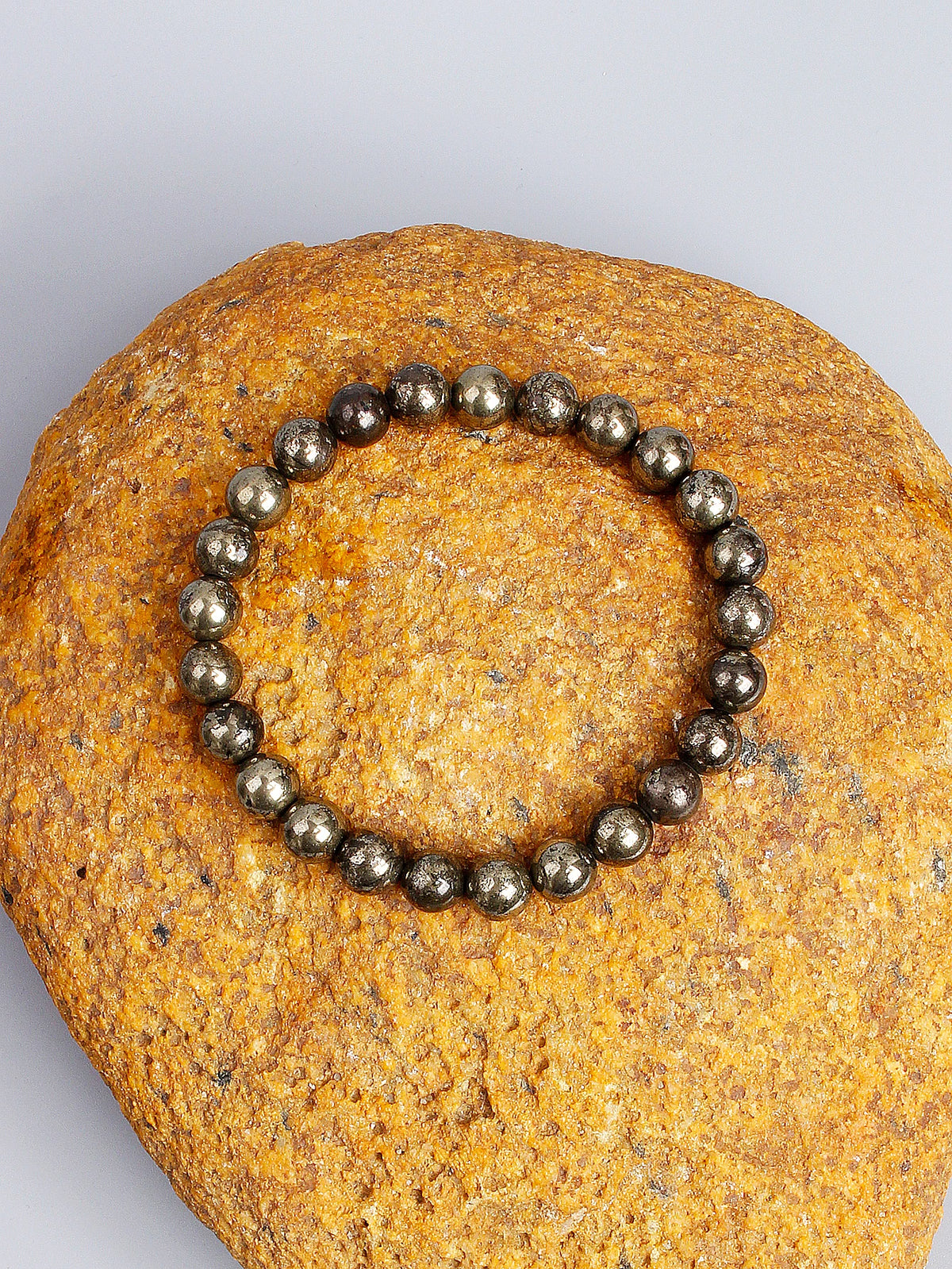 Bracelet Pyrite Naturelle – Perles Dorées Métallisées 6 ou 8 mm, 17 à 21 cm, Unisexe