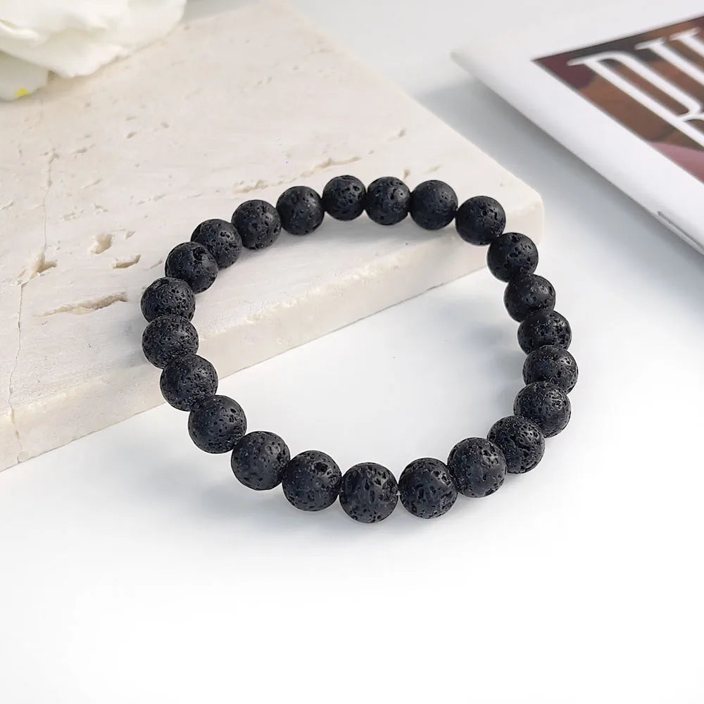 Bracelet Pierre Naturelle au Choix – Jaspe Zèbre Rose, Rhodonite, Lépidolite… Perles 6 ou 8 mm