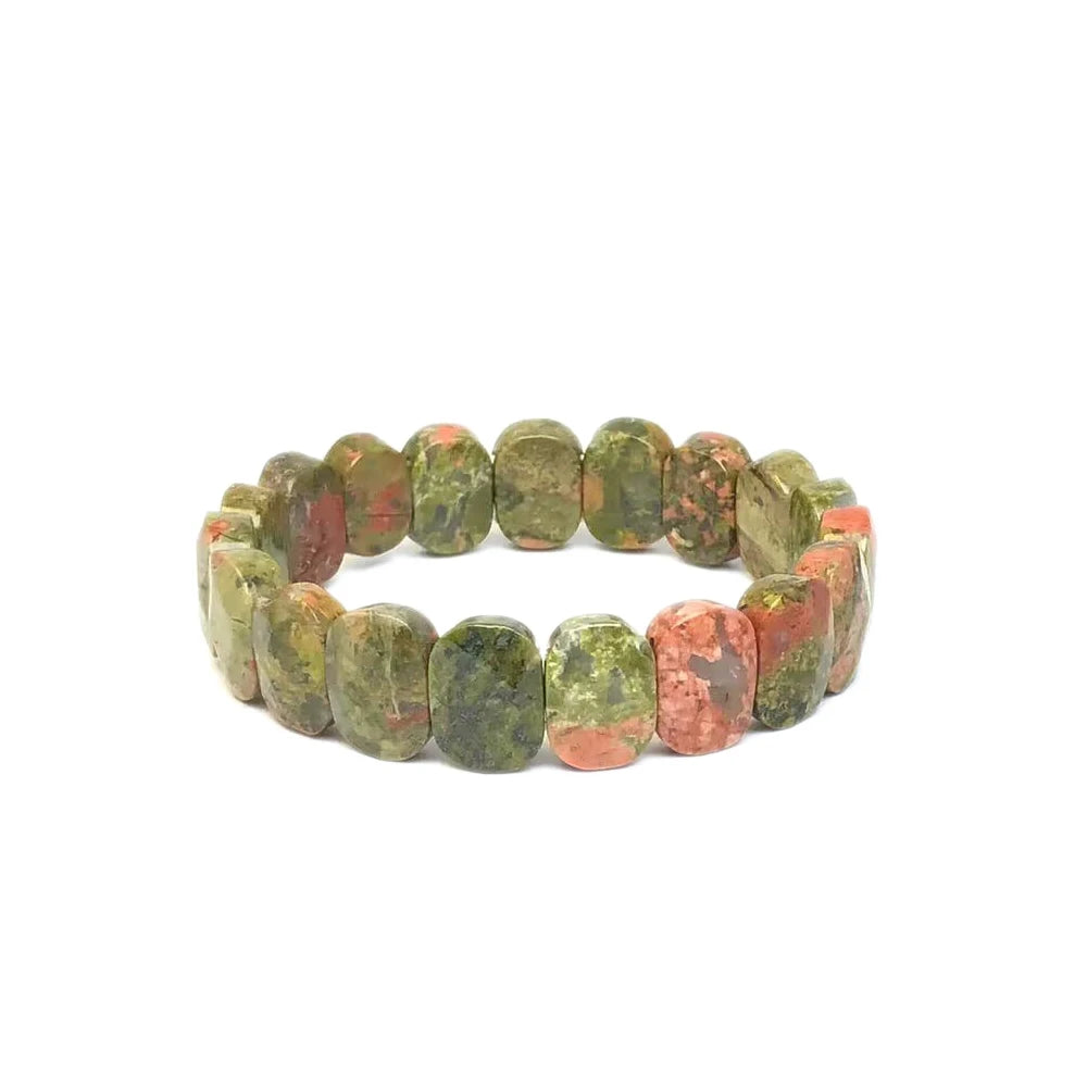 Bracelet Perles Plates Facettées 10 x 14 mm – 15 Pierres au Choix : Œil de Tigre, Améthyste, Lapis…