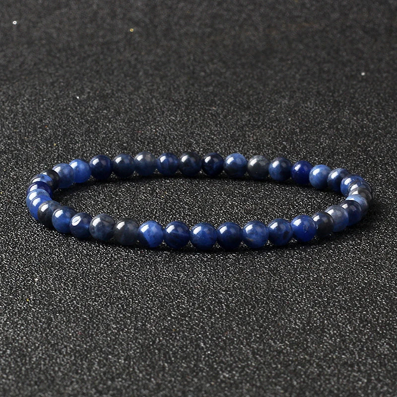 Bracelet Fin en Pierres Naturelles 4 ou 6 mm – 19 Pierres au Choix, Améthyste, Quartz Rose, Onyx…