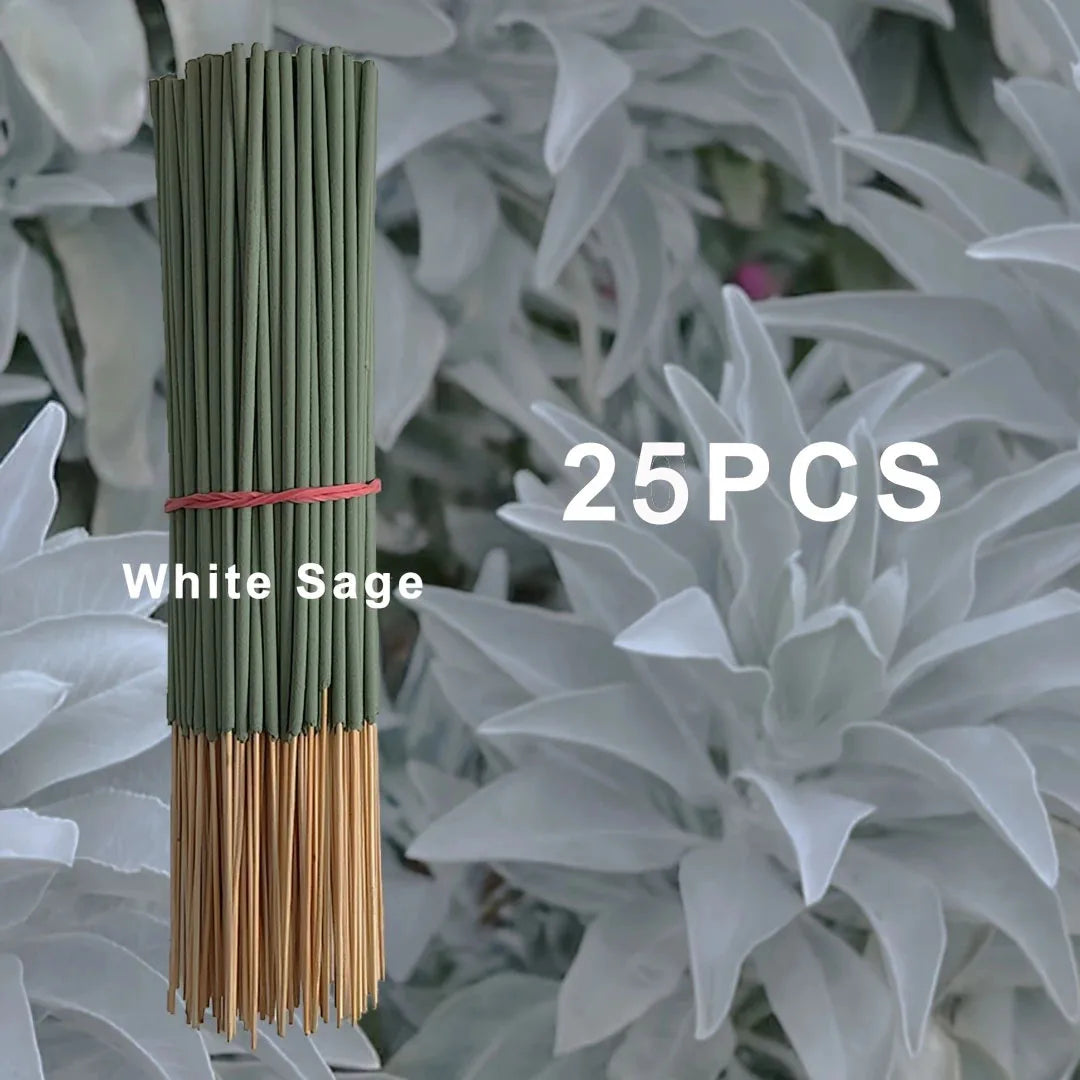 Bâtons d'Encens Sauge Blanche 22 cm – Lots de 25, 135 ou 200 Bâtonnets
