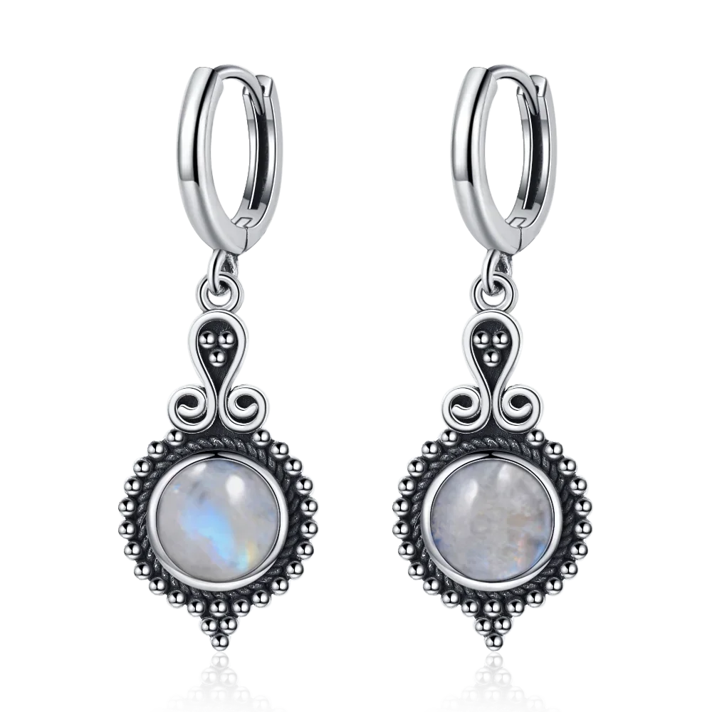 Boucles d'Oreilles Pendantes Vintage – Cyanite, Labradorite, Charoïte… Pierre Naturelle au Choix