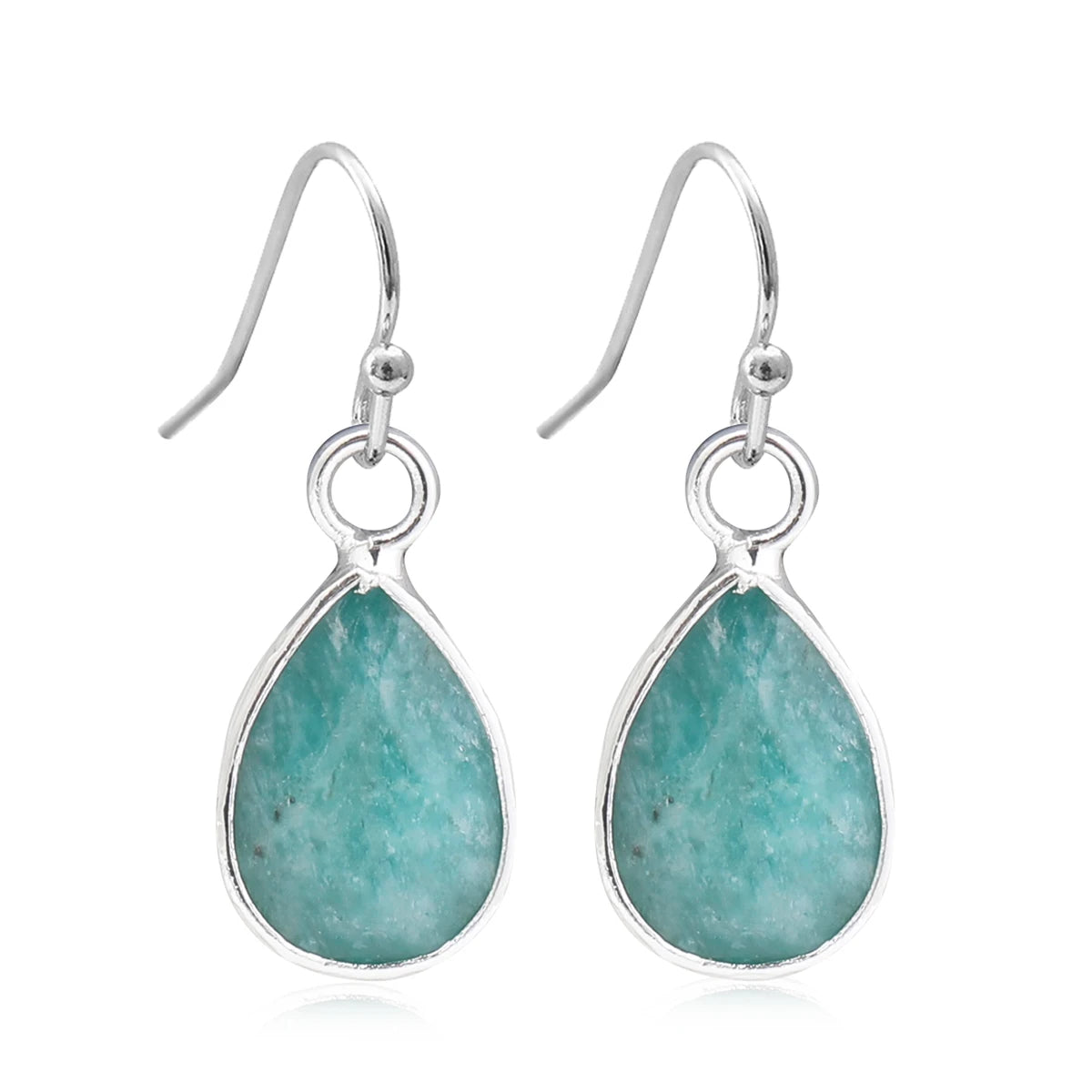 Boucles d'Oreilles Gouttes en Pierre Naturelle – Labradorite, Améthyste, Amazonite…, Doré ou Argenté