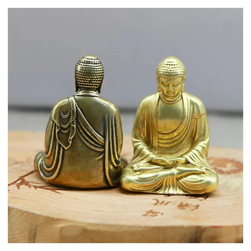 Mini Statue Bouddha en Laiton – Bouddha de Poche en Méditation 3,5 cm, Naturel ou Patiné