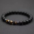 Bracelet Homme Onyx Noir et Pierres Irrégulières – Œil de Tigre ou Sodalite