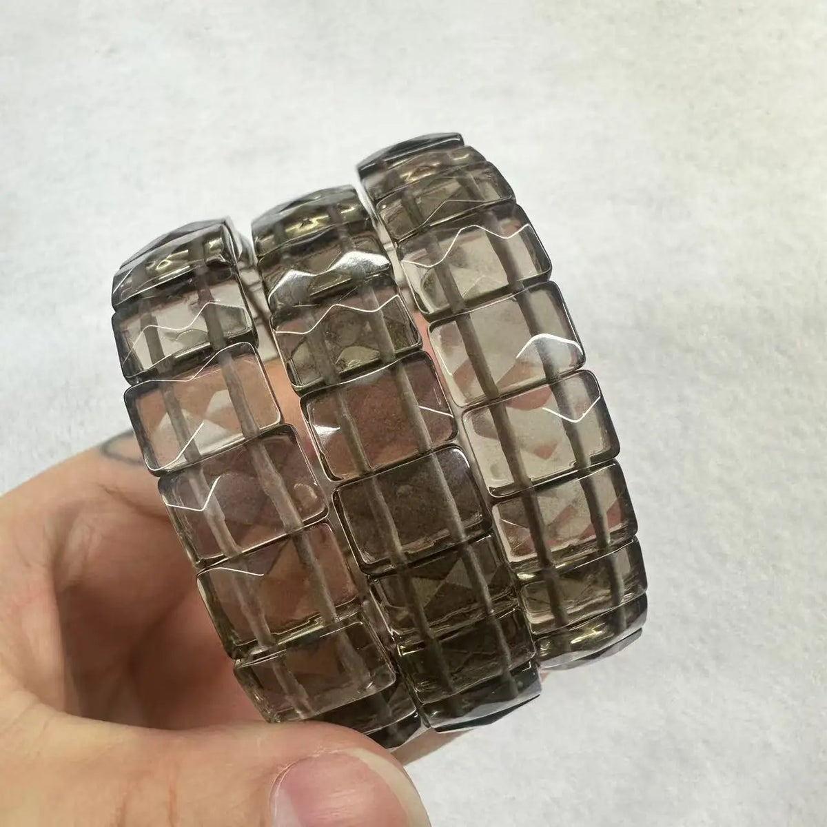 Bracelet Jonc Perles Carrées Facettées 9 x 12 mm – 28 Pierres Naturelles au Choix, Qualité AAA