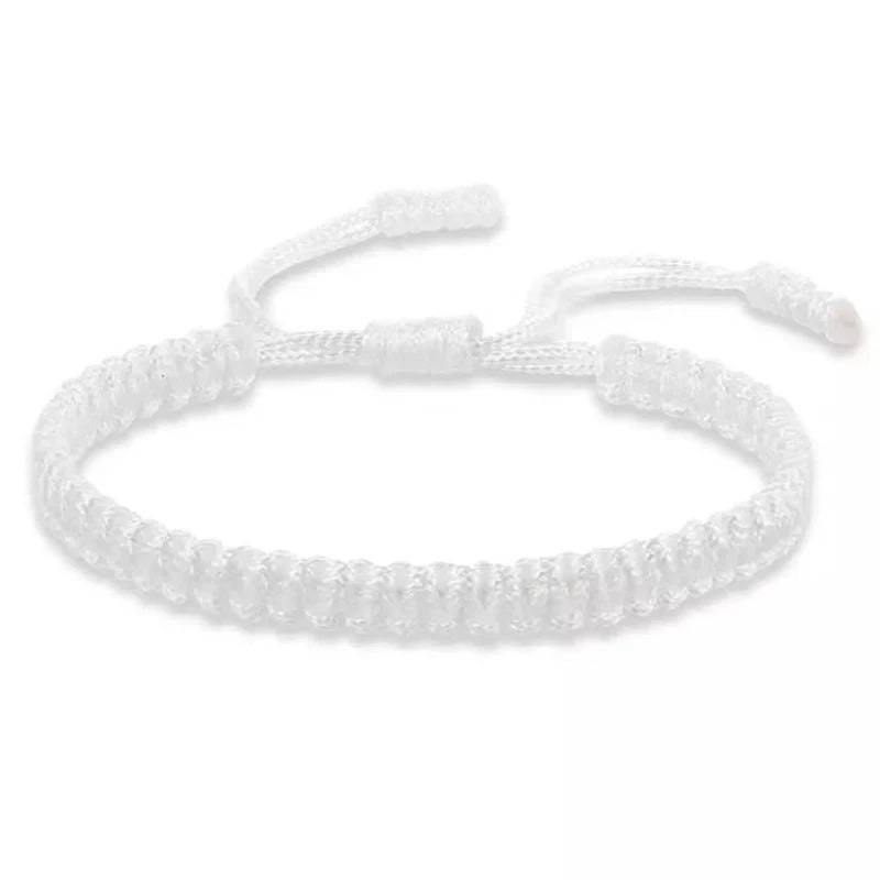 Bracelet Tibétain Tressé – Cordon Noir, Rouge ou Blanc à Nœuds, Réglable, Femme et Homme