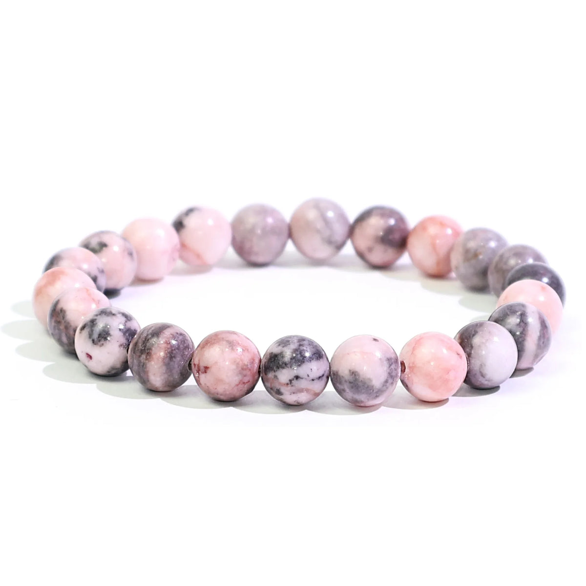 Bracelet Pierre Naturelle au Choix – Jaspe Zèbre Rose, Rhodonite, Lépidolite… Perles 6 ou 8 mm