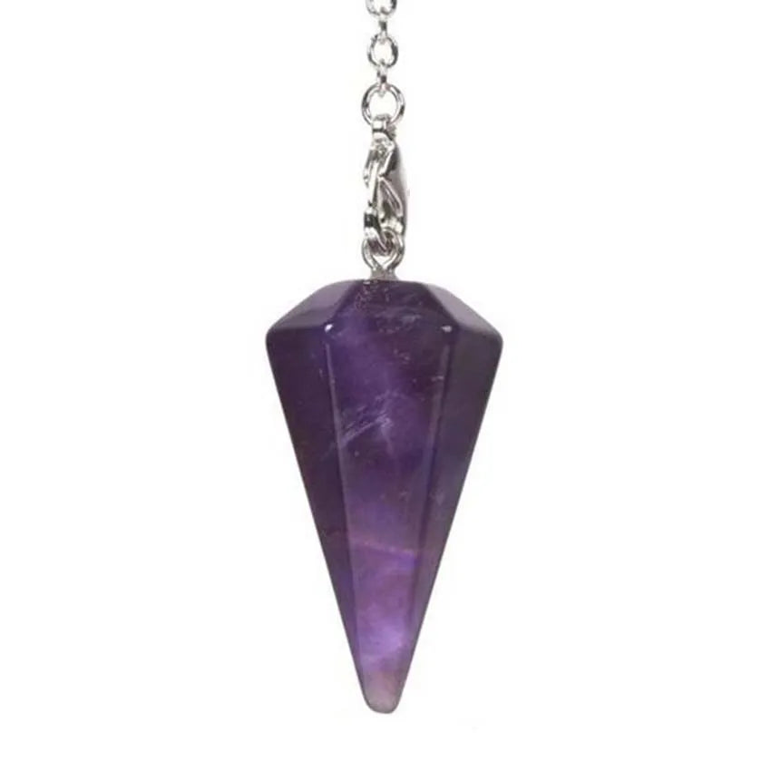Pendule Pyramide Hexagonale en Pierre Naturelle – 18 Pierres : Améthyste, Labradorite, 7 Chakras…
