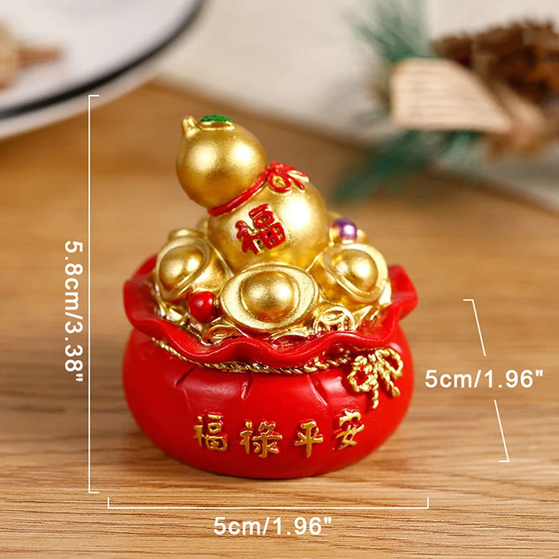 Sac de Fortune Feng Shui en Résine – Porte-Bonheur Rouge et Or du Nouvel An Chinois, 5 Modèles