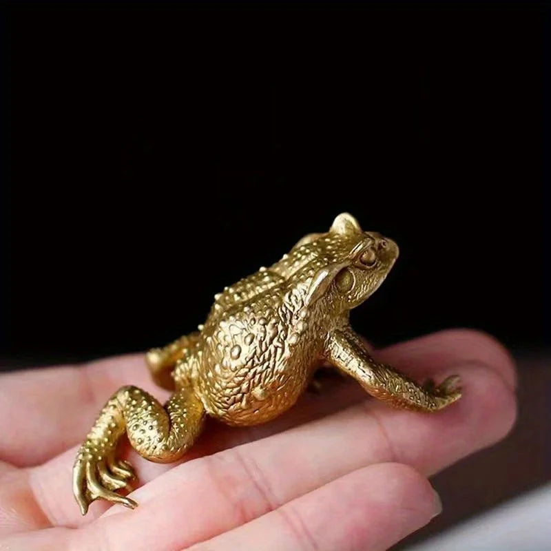 Crapaud de Fortune en Laiton – Figurine Feng Shui Porte-Bonheur, 6 cm