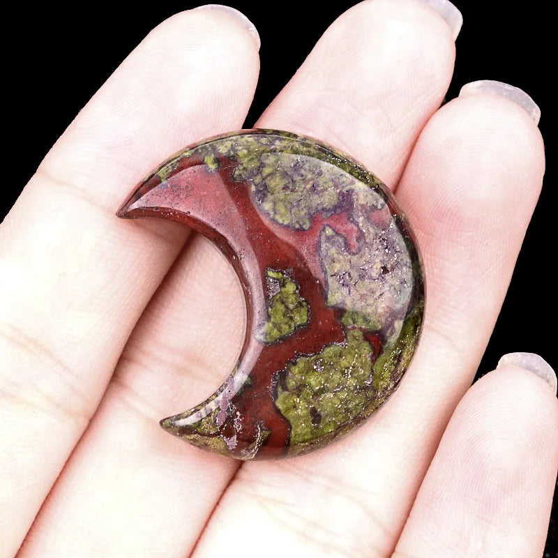 Croissant de Lune en Pierre Naturelle Sculptée 30 mm – Pierre de Poche, 22 Pierres au Choix