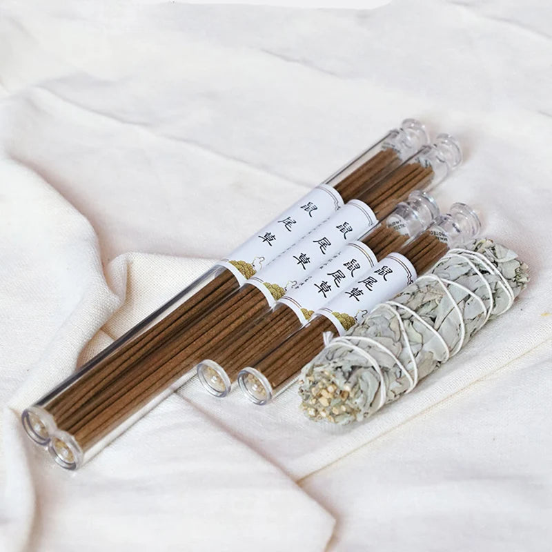Encens Naturel en Tube de 20 Bâtonnets 21 cm – Palo Santo, Cèdre ou Sauge Blanche