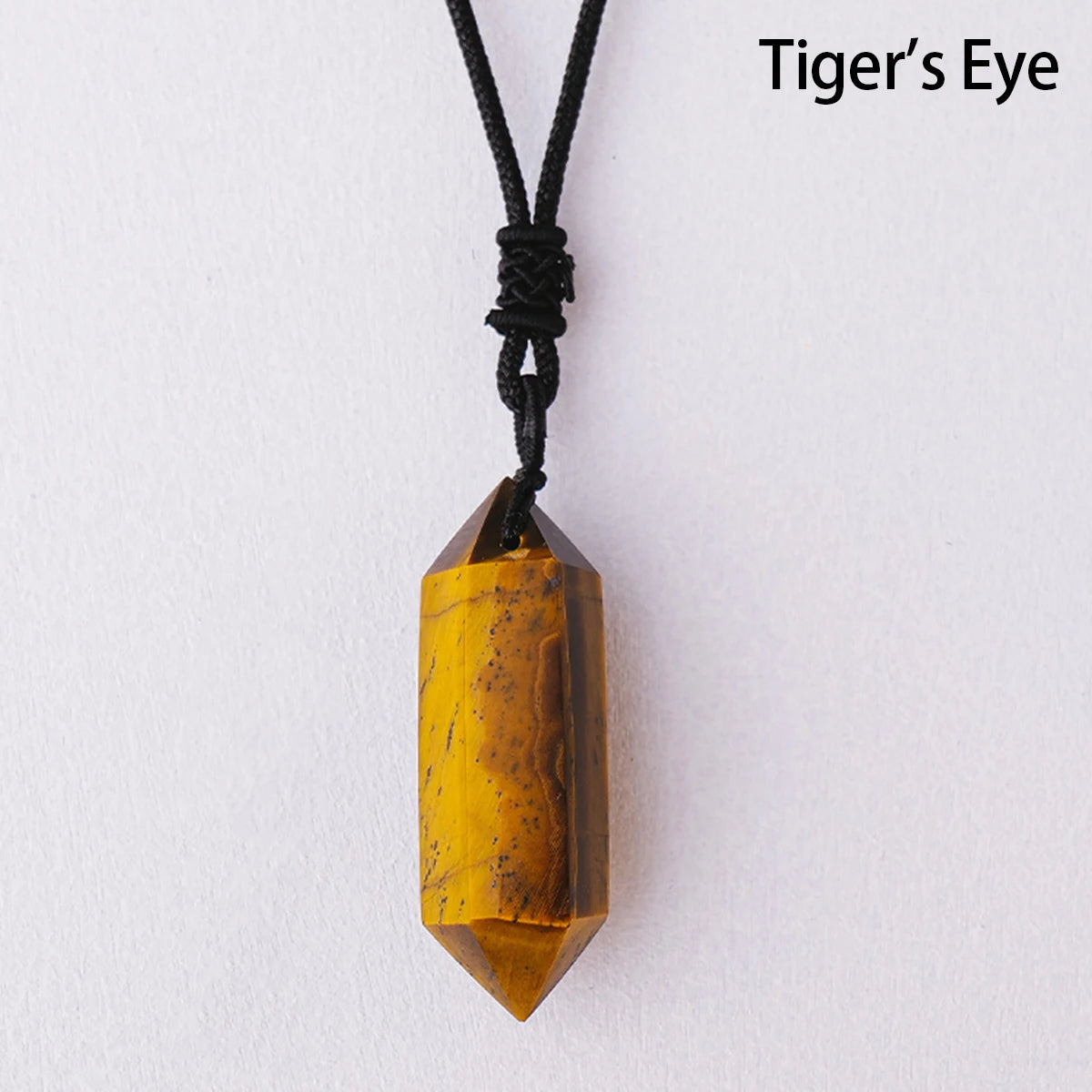 Collier Pendentif Double Pointe en Cristal Naturel – Quartz, Améthyste, Labradorite…, Cordon Réglable