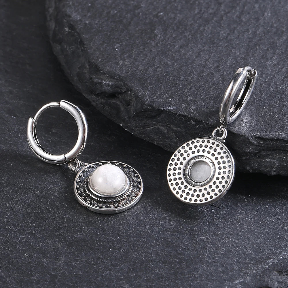 Boucles d'Oreilles Vintage en Argent 925 et Pierre Naturelle – Cyanite, Pierre de Lune, Labradorite… 10 Modèles