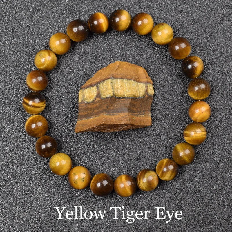 Bracelet Pierre Naturelle au Choix – Obsidienne Dorée, Rhodonite, Unakite et 13 Autres, 6 ou 8 mm
