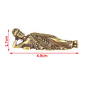 Bouddha Couché Miniature en Laiton Doré – Figurine Porte-Bonheur 4,8 cm, Style Rétro