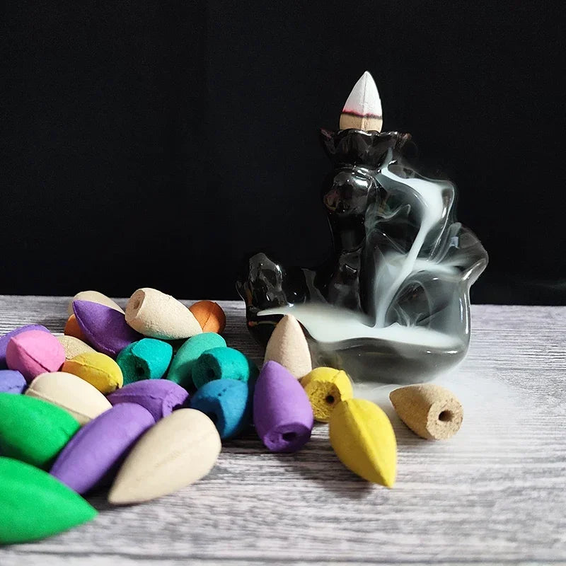 Cônes d'Encens à Reflux – Santal, Lavande, Jasmin, Rose, Thé Vert ou Bois d'Agar, 20 à 100 Pièces
