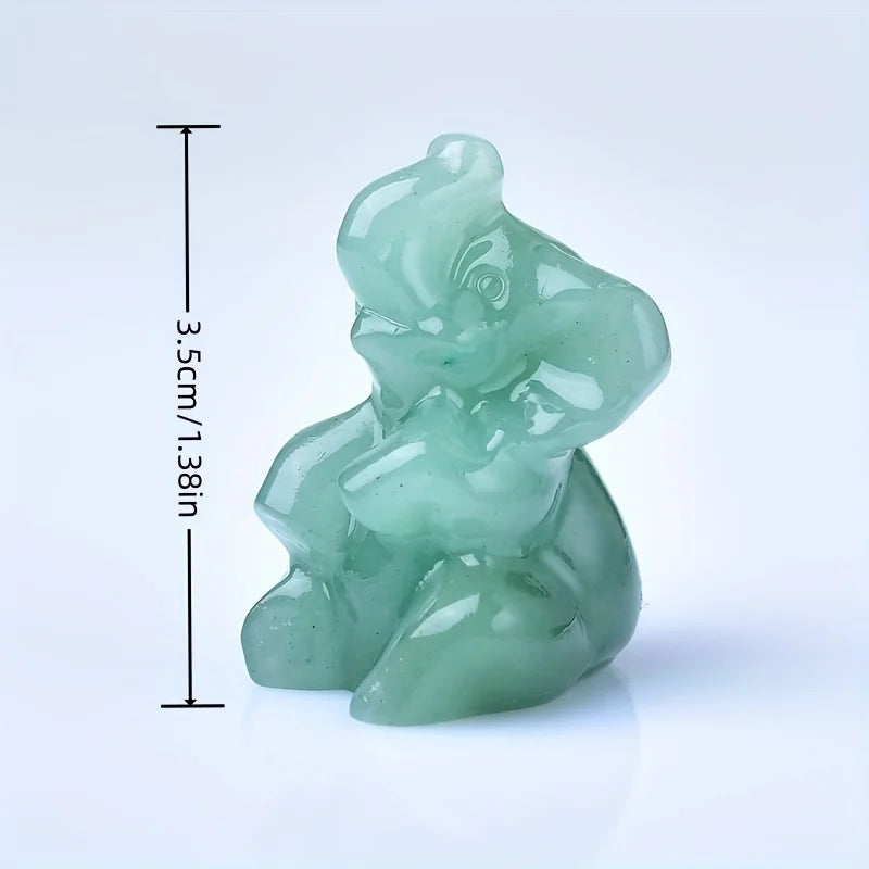 Éléphant Sculpté en Pierre Naturelle 3,5 cm – Figurine Porte-Bonheur en Labradorite, Quartz Rose…