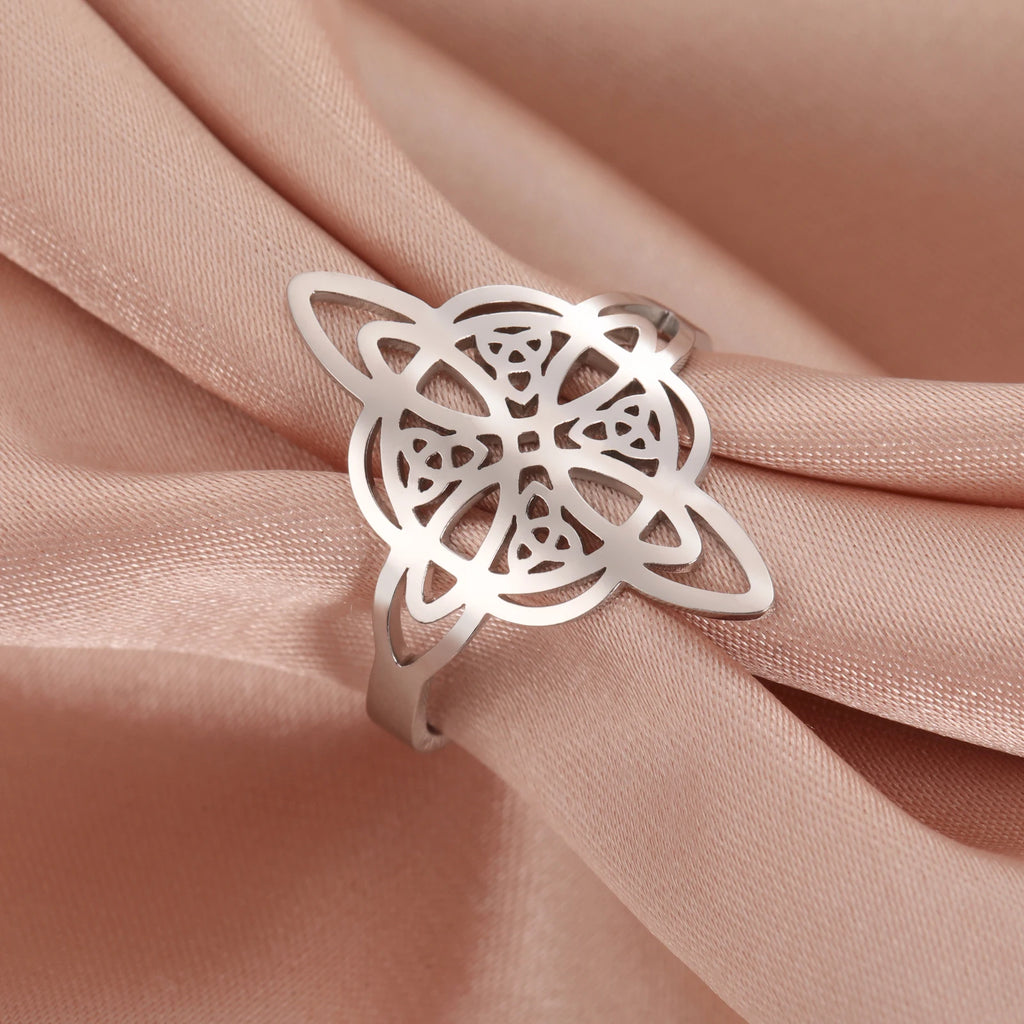 Bague Nœud Celtique Ajustable – Acier Inoxydable Doré ou Argenté, Femme et Homme