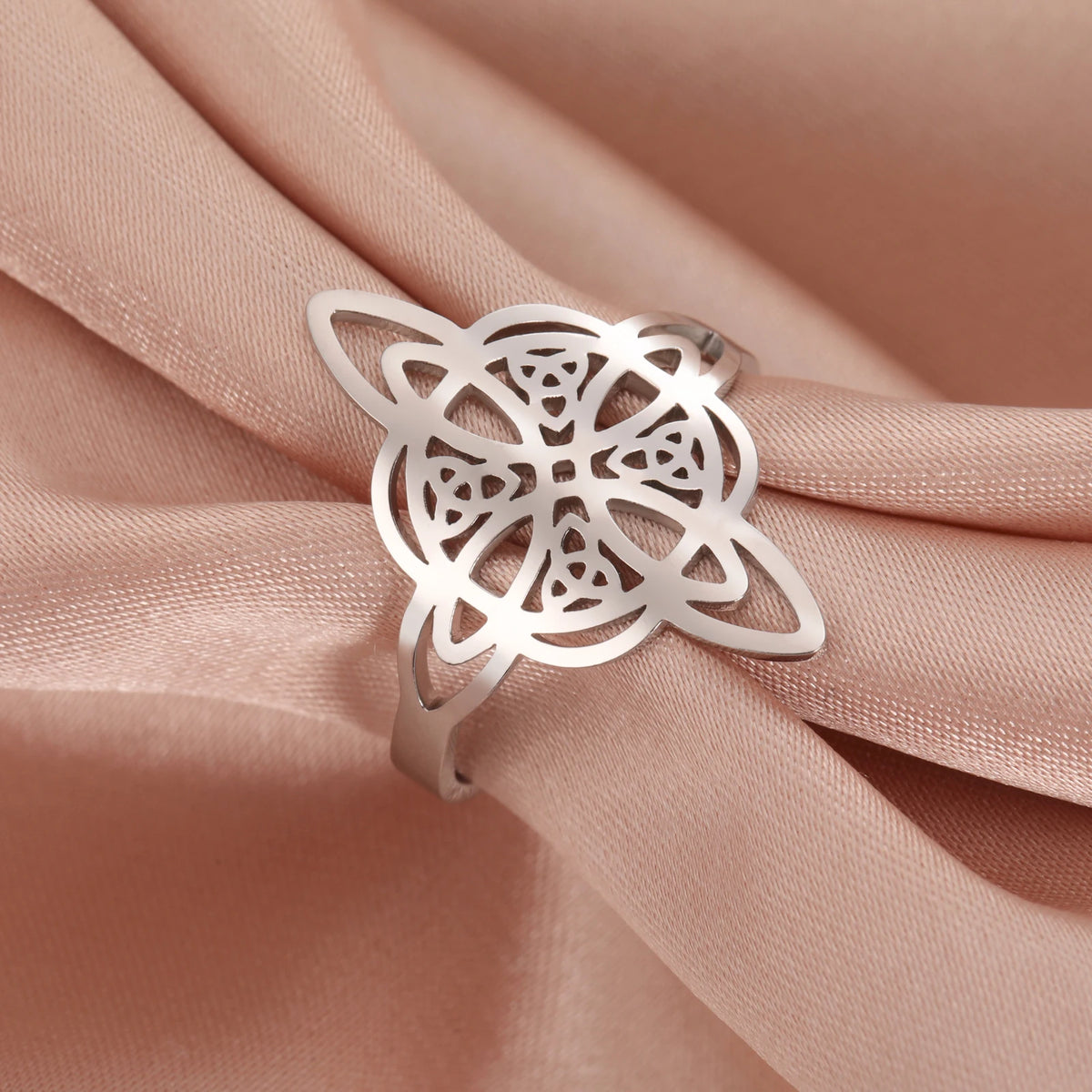 Bague Nœud Celtique Ajustable – Acier Inoxydable Doré ou Argenté, Femme et Homme