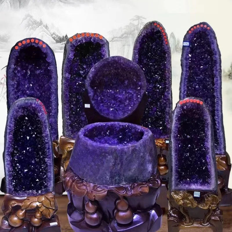Géode d'Améthyste d'Uruguay – Grotte de Cristaux Violets Profonds, de 100 g à 1,5 kg