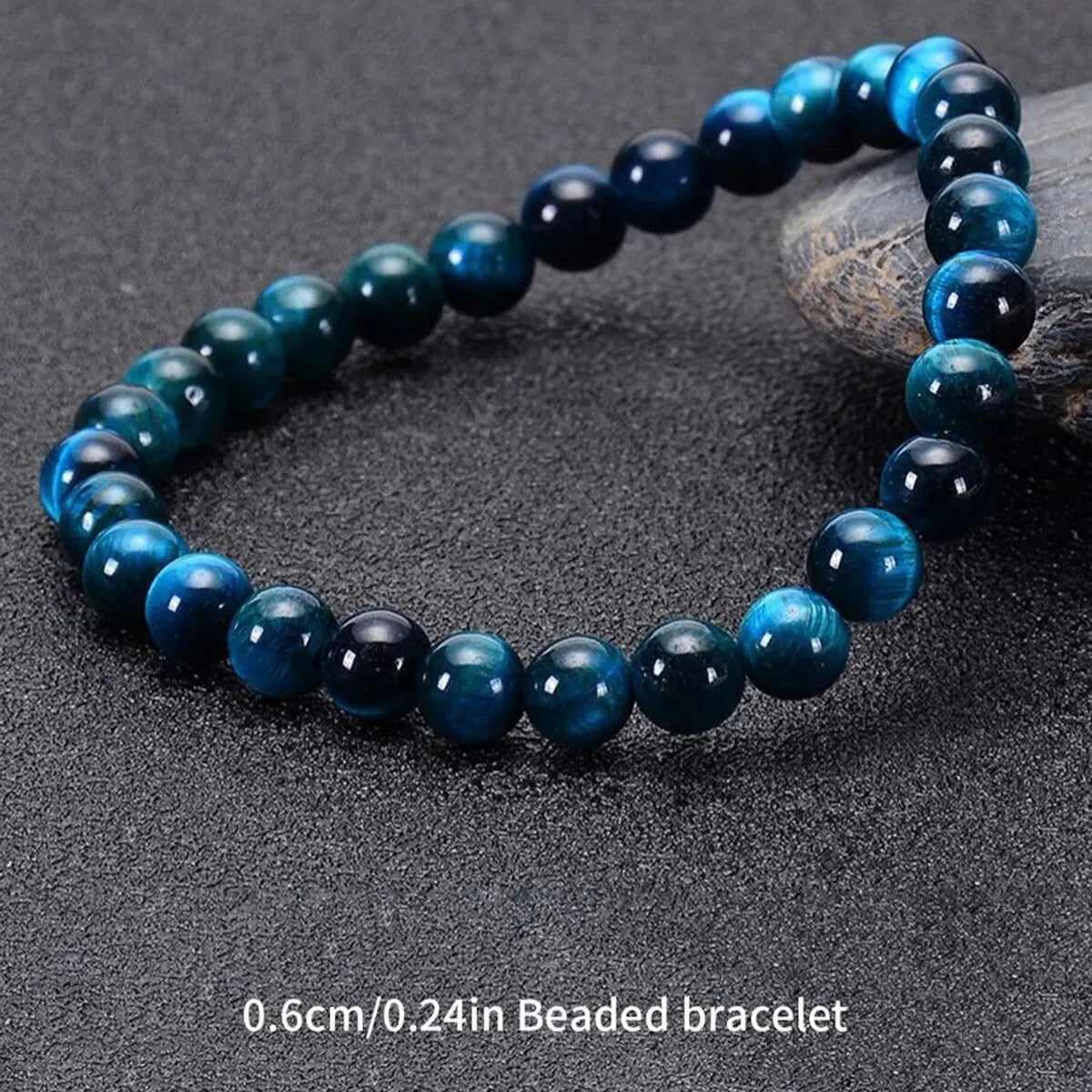 Bracelet Œil de Faucon (Œil de Tigre Bleu) – Perles 6, 8 ou 10 mm, Homme et Femme