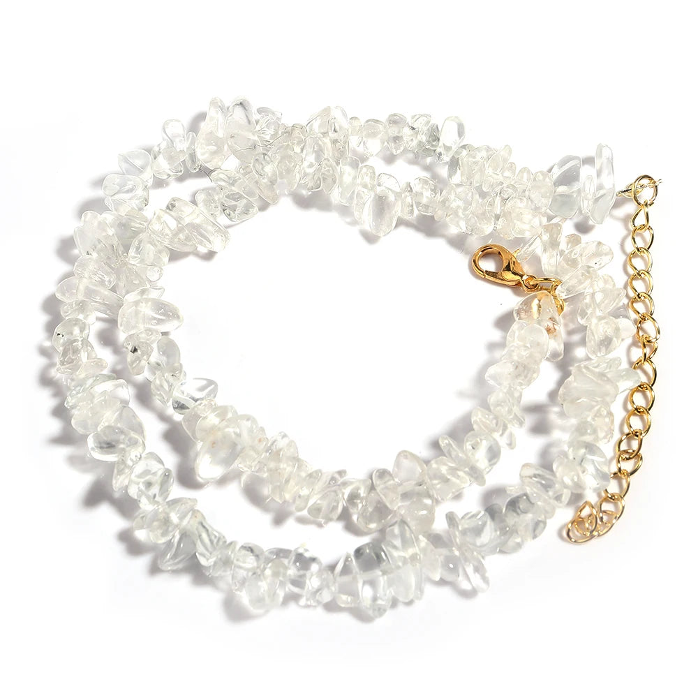 Collier Ras du Cou en Éclats de Pierres Naturelles – 16 Pierres au Choix, 43 cm