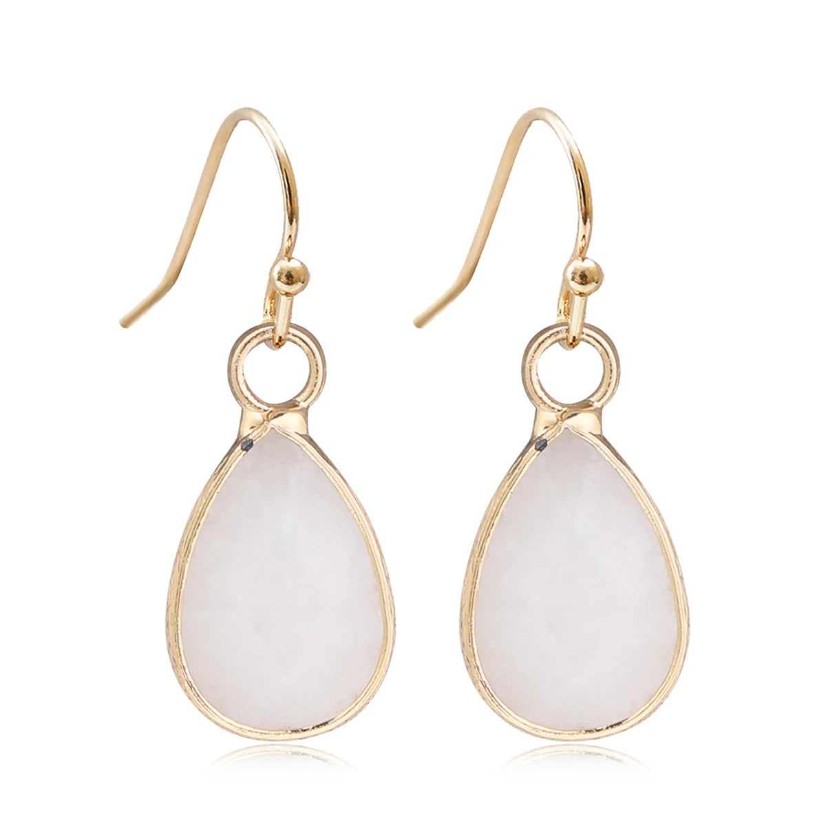 Boucles d'Oreilles Gouttes en Pierre Naturelle – Labradorite, Améthyste, Amazonite…, Doré ou Argenté