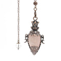 Grand Pendule Vintage en Pierre Naturelle – Cœur Serti Monture Cuivrée, Obsidienne, Améthyste, Labradorite…