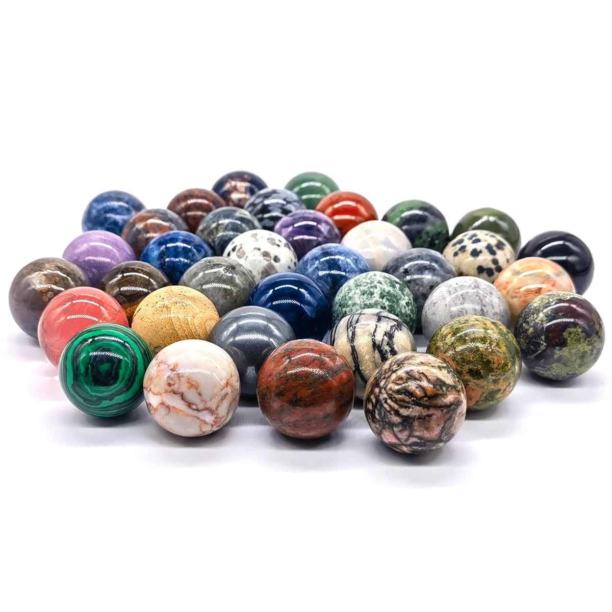 Sphère en Pierre Naturelle 25 mm – Améthyste, Quartz Rose, Labradorite, Œil de Tigre… 30 Pierres