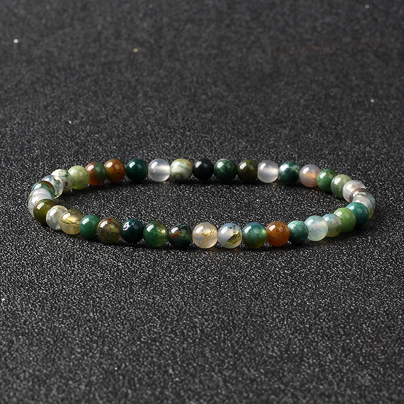 Bracelet Fin en Pierres Naturelles 4 ou 6 mm – 19 Pierres au Choix, Améthyste, Quartz Rose, Onyx…