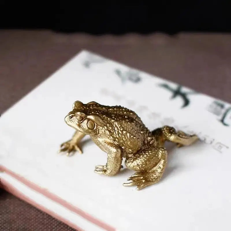 Crapaud de Fortune en Laiton – Figurine Feng Shui Porte-Bonheur, 6 cm
