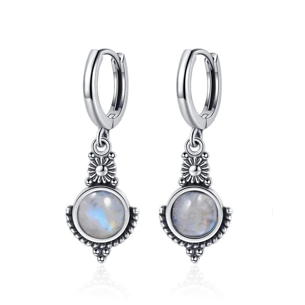 Boucles d'Oreilles Vintage en Argent 925 et Pierre Naturelle – Cyanite, Pierre de Lune, Labradorite… 10 Modèles