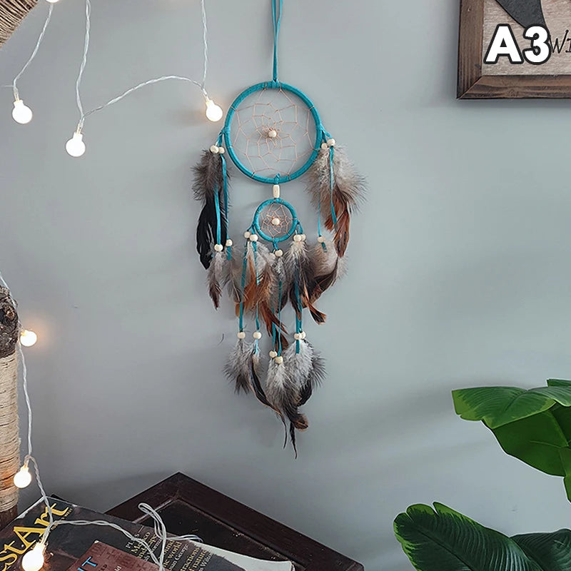 Attrape-Rêves Indien aux Plumes Brunes – Décoration Murale Naturelle, 7 Modèles