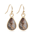 Boucles d'Oreilles Gouttes Facettées en Pierre Naturelle – Acier Doré ou Argenté, 11 Pierres