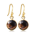 Boucles d'Oreilles Rondes en Pierre Naturelle Facettée – Crochets Acier Doré, 17 Pierres au Choix