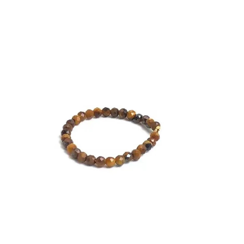 Bague Fine en Perles de Pierre Naturelle Facettées 2 mm – Extensible, 26 Pierres au Choix