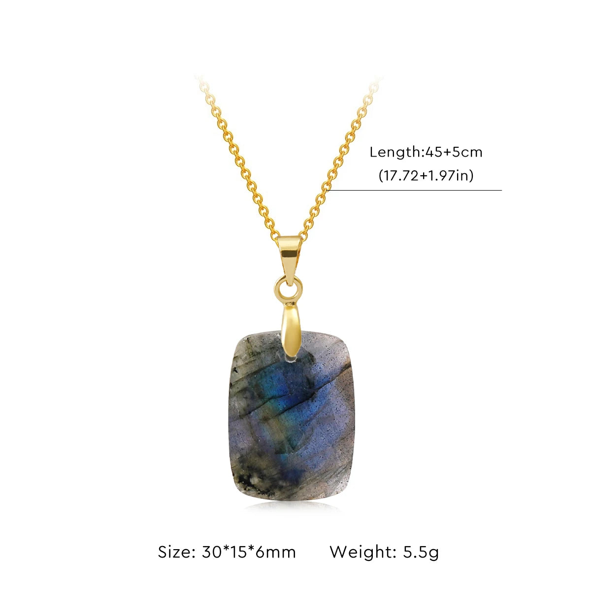 Collier Labradorite Naturelle Forme Libre – Pendentif Doré ou Argenté, 10 Modèles