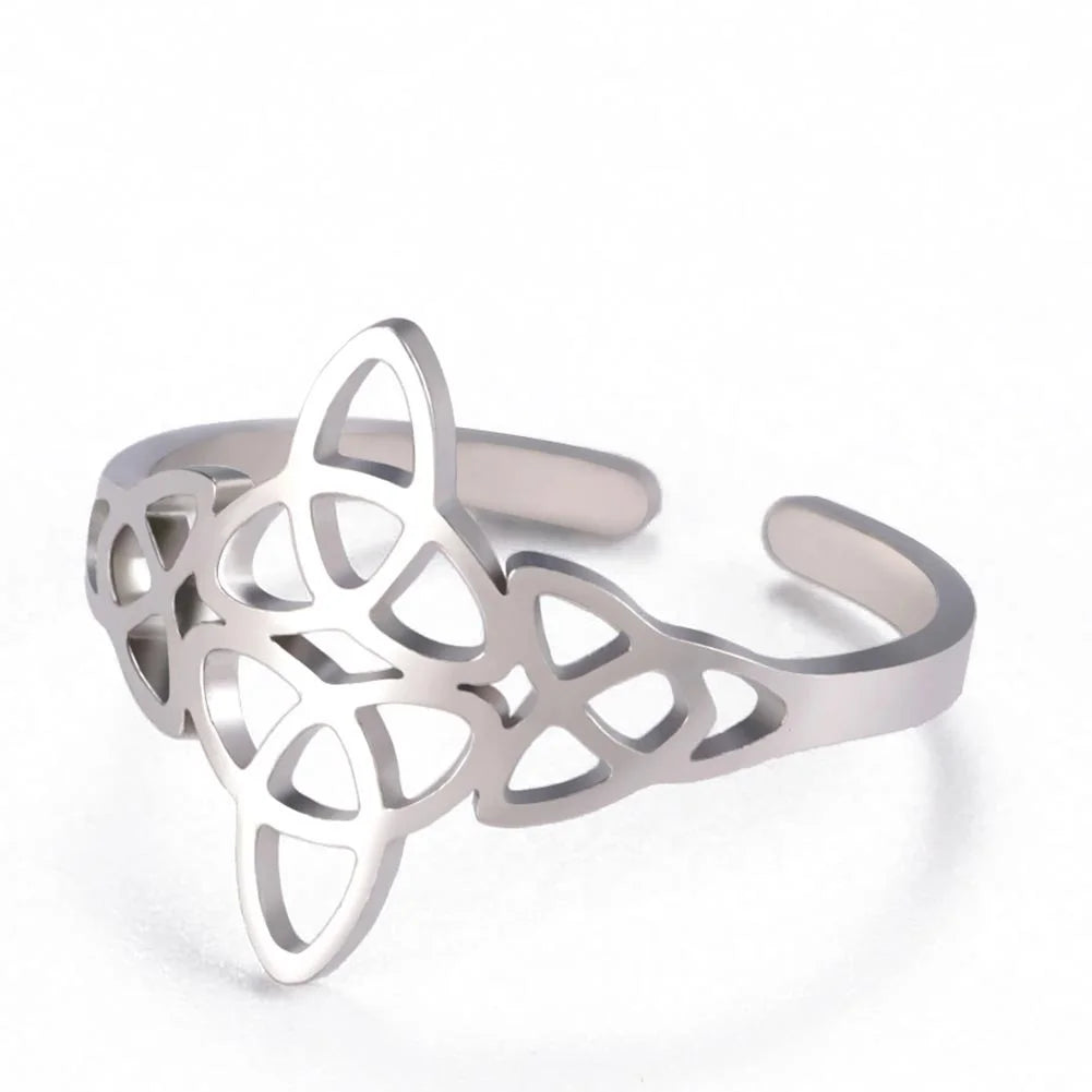 Bague Nœud Celtique Ajustable – Acier Inoxydable Doré ou Argenté, Femme et Homme