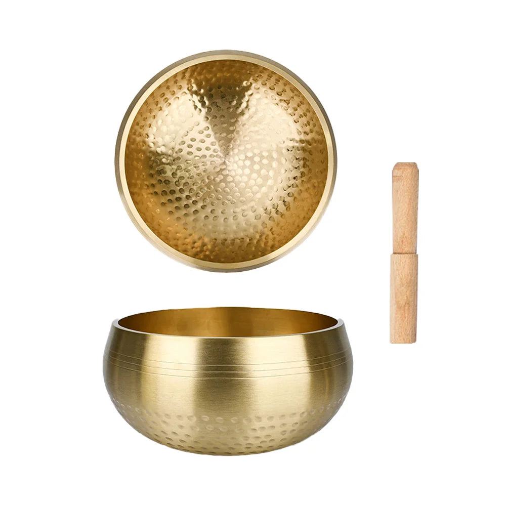 Bol Chantant Tibétain en Laiton Martelé avec Maillet – 8 à 13 cm, Méditation et Yoga