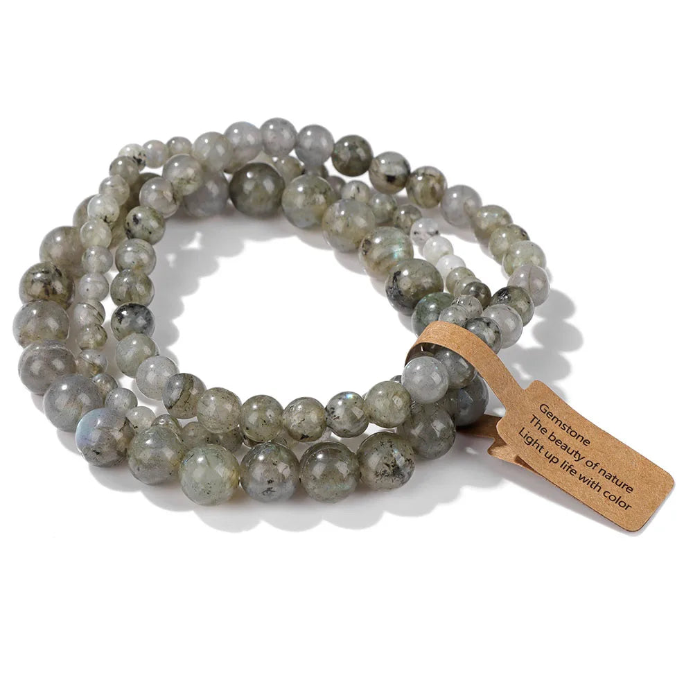 Lot de 3 Bracelets en Pierre Naturelle – Perles 4, 6 et 8 mm, 13 Pierres au Choix, à Accumuler
