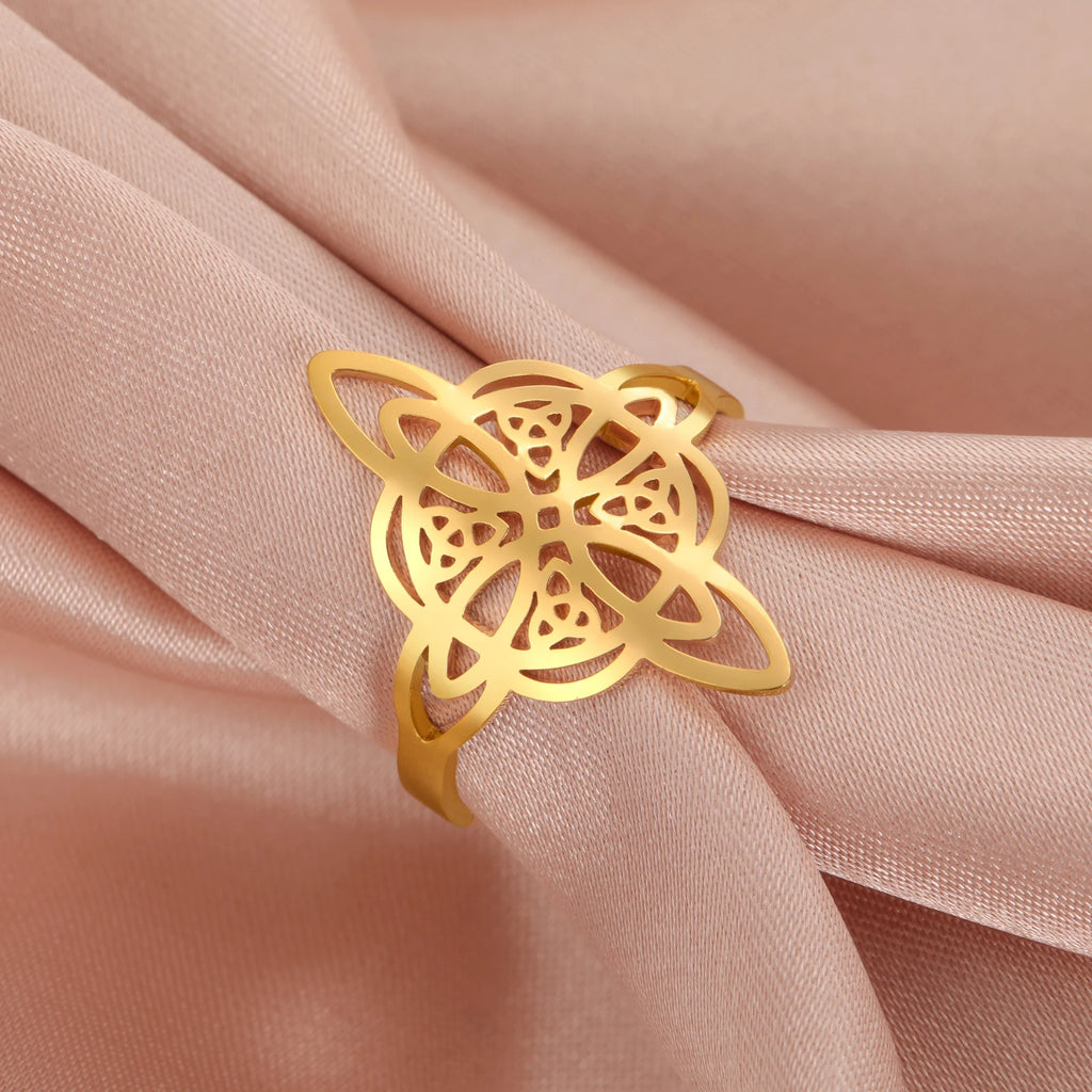 Bague Nœud Celtique Ajustable – Acier Inoxydable Doré ou Argenté, Femme et Homme