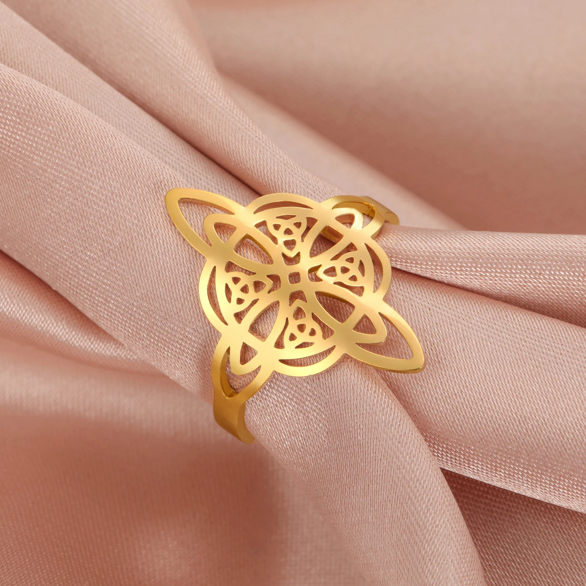 Bague Nœud Celtique Ajustable – Acier Inoxydable Doré ou Argenté, Femme et Homme