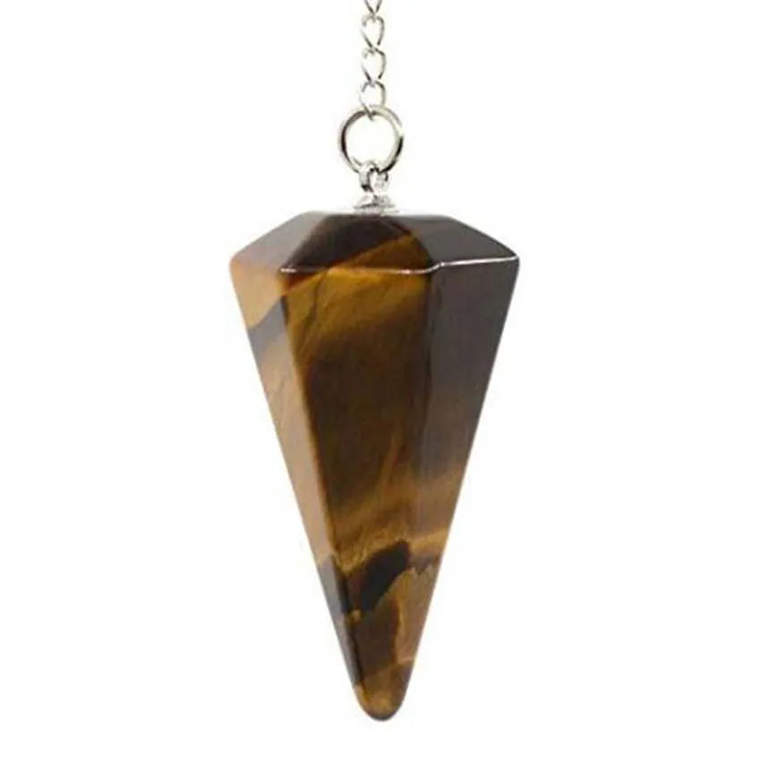 Pendule Pyramide Hexagonale en Pierre Naturelle – 18 Pierres : Améthyste, Labradorite, 7 Chakras…