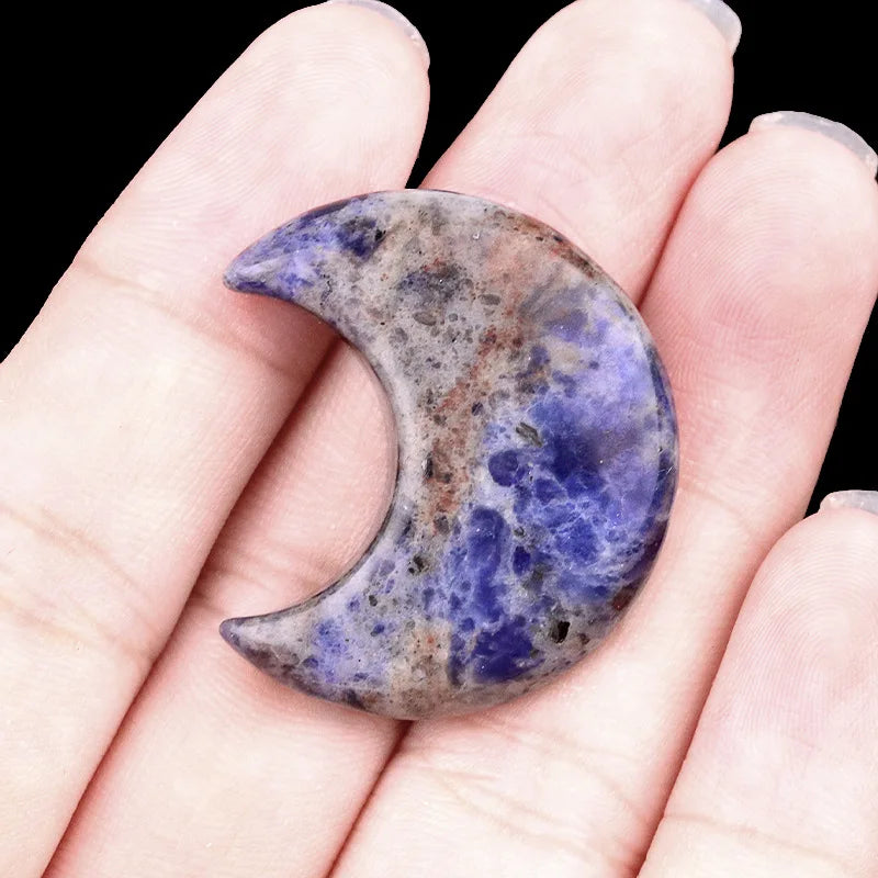 Croissant de Lune en Pierre Naturelle Sculptée 30 mm – Pierre de Poche, 22 Pierres au Choix